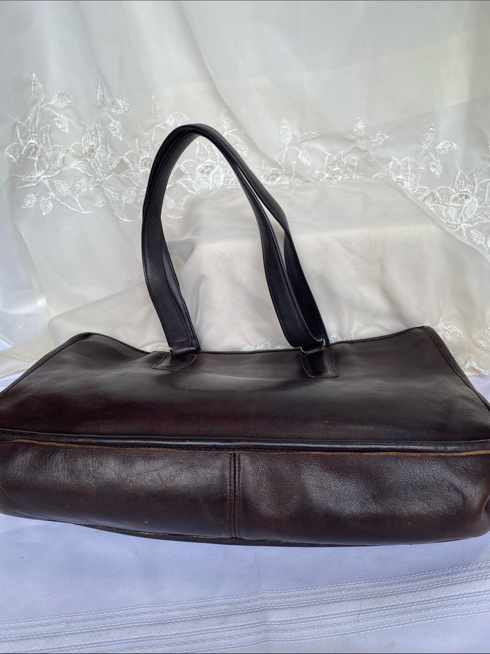 Vintage Coach Women's Dark Brown Leather Tote with Double Shoulder Straps - Picture 3 of 5